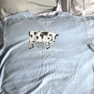 “Were all spots on the same cow” Cow T-Shirt Blue With Cow